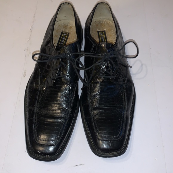 Stacy Adams Genuine Snakeskin Black Dress Shoes Size 10.5 Laces - Picture 2 of 8
